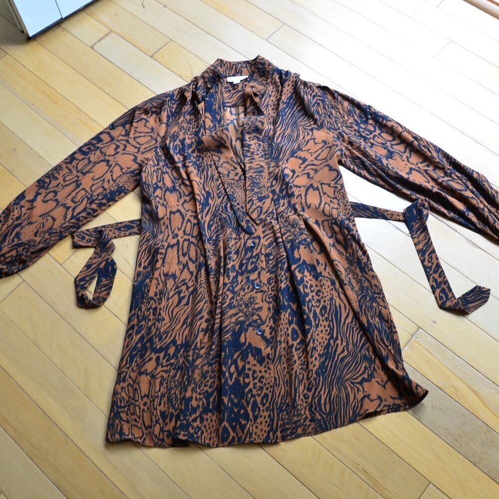 Topshop leopard print shirt dress US 6
